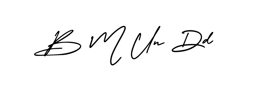 You should practise on your own different ways (AmerikaSignatureDemo-Regular) to write your name (B M Un Dd) in signature. don't let someone else do it for you. B M Un Dd signature style 3 images and pictures png