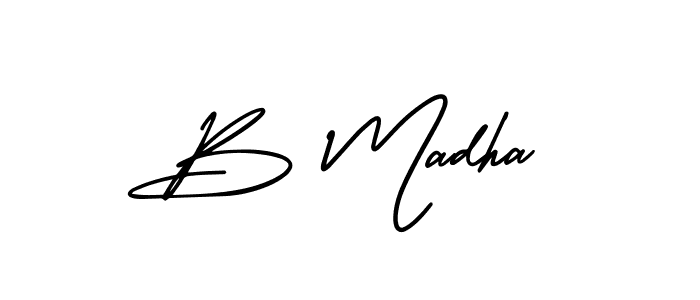 AmerikaSignatureDemo-Regular is a professional signature style that is perfect for those who want to add a touch of class to their signature. It is also a great choice for those who want to make their signature more unique. Get B Madha name to fancy signature for free. B Madha signature style 3 images and pictures png