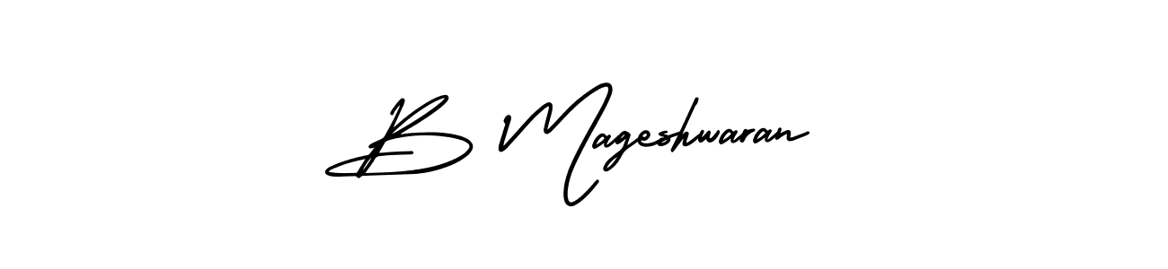 You should practise on your own different ways (AmerikaSignatureDemo-Regular) to write your name (B Mageshwaran) in signature. don't let someone else do it for you. B Mageshwaran signature style 3 images and pictures png