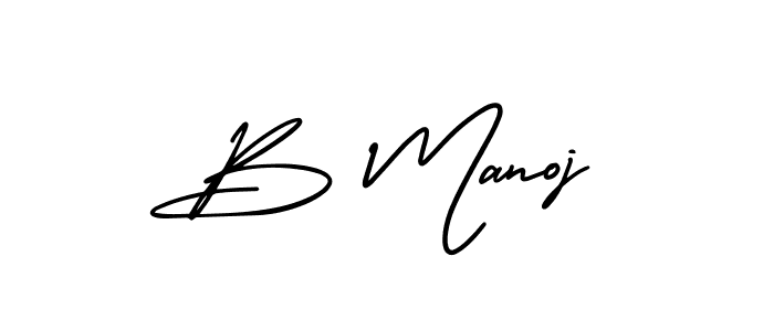 How to make B Manoj name signature. Use AmerikaSignatureDemo-Regular style for creating short signs online. This is the latest handwritten sign. B Manoj signature style 3 images and pictures png