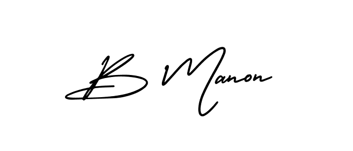 Use a signature maker to create a handwritten signature online. With this signature software, you can design (AmerikaSignatureDemo-Regular) your own signature for name B Manon. B Manon signature style 3 images and pictures png