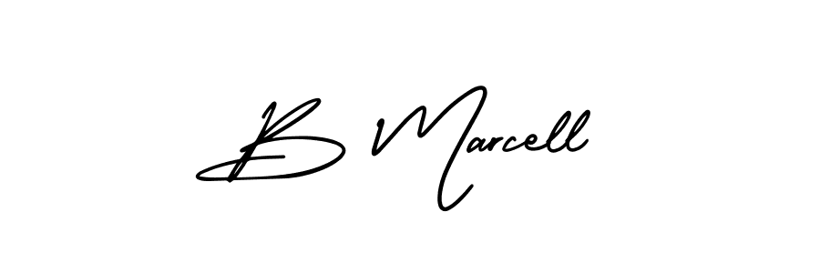 How to make B Marcell name signature. Use AmerikaSignatureDemo-Regular style for creating short signs online. This is the latest handwritten sign. B Marcell signature style 3 images and pictures png