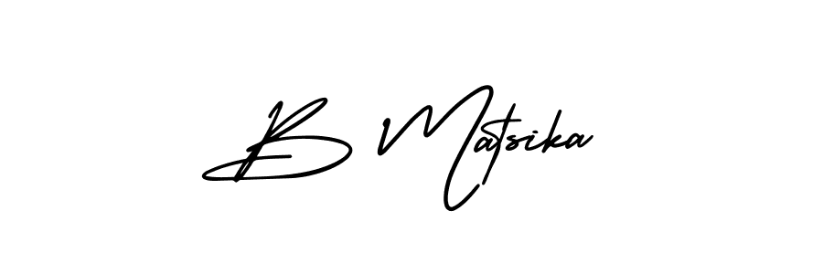 The best way (AmerikaSignatureDemo-Regular) to make a short signature is to pick only two or three words in your name. The name B Matsika include a total of six letters. For converting this name. B Matsika signature style 3 images and pictures png
