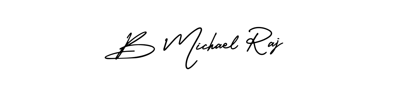 B Michael Raj stylish signature style. Best Handwritten Sign (AmerikaSignatureDemo-Regular) for my name. Handwritten Signature Collection Ideas for my name B Michael Raj. B Michael Raj signature style 3 images and pictures png