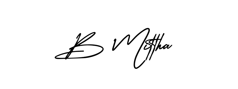 AmerikaSignatureDemo-Regular is a professional signature style that is perfect for those who want to add a touch of class to their signature. It is also a great choice for those who want to make their signature more unique. Get B Mittha name to fancy signature for free. B Mittha signature style 3 images and pictures png