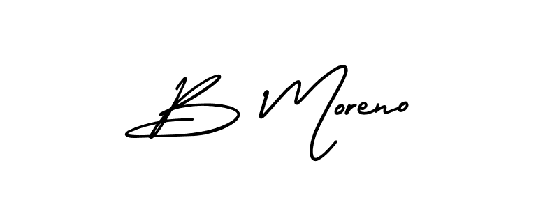 B Moreno stylish signature style. Best Handwritten Sign (AmerikaSignatureDemo-Regular) for my name. Handwritten Signature Collection Ideas for my name B Moreno. B Moreno signature style 3 images and pictures png