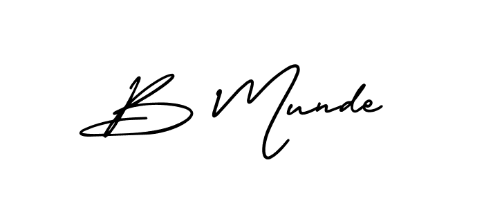 AmerikaSignatureDemo-Regular is a professional signature style that is perfect for those who want to add a touch of class to their signature. It is also a great choice for those who want to make their signature more unique. Get B Munde name to fancy signature for free. B Munde signature style 3 images and pictures png