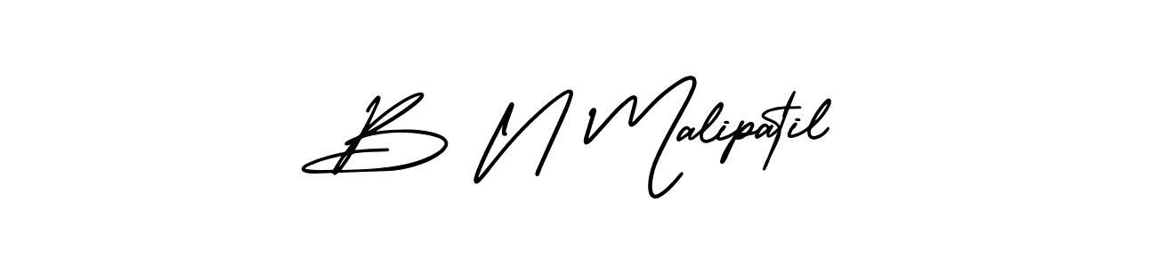 How to make B N Malipatil name signature. Use AmerikaSignatureDemo-Regular style for creating short signs online. This is the latest handwritten sign. B N Malipatil signature style 3 images and pictures png