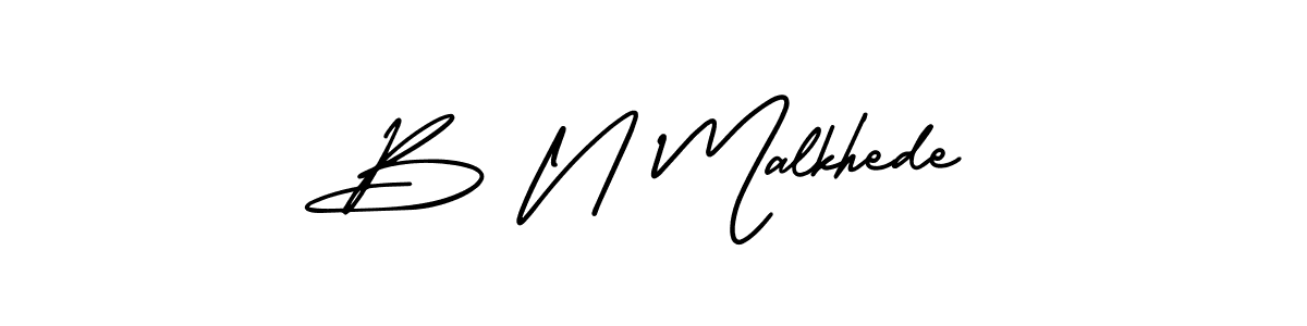 You should practise on your own different ways (AmerikaSignatureDemo-Regular) to write your name (B N Malkhede) in signature. don't let someone else do it for you. B N Malkhede signature style 3 images and pictures png