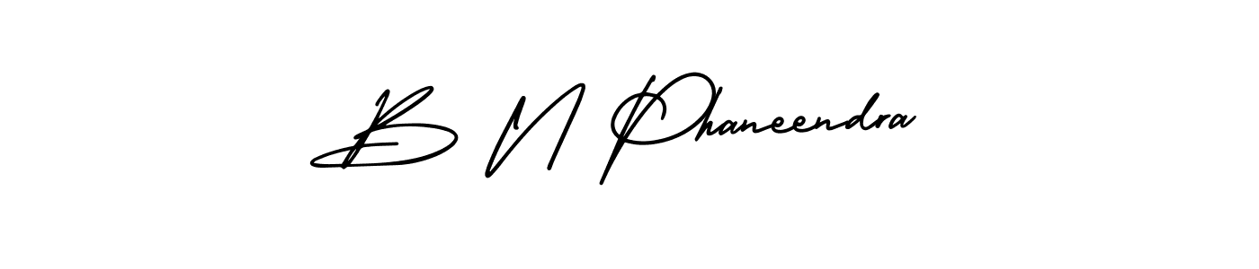 You should practise on your own different ways (AmerikaSignatureDemo-Regular) to write your name (B N Phaneendra) in signature. don't let someone else do it for you. B N Phaneendra signature style 3 images and pictures png