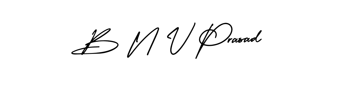 The best way (AmerikaSignatureDemo-Regular) to make a short signature is to pick only two or three words in your name. The name B N V Prasad include a total of six letters. For converting this name. B N V Prasad signature style 3 images and pictures png