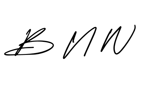 How to make B N W signature? AmerikaSignatureDemo-Regular is a professional autograph style. Create handwritten signature for B N W name. B N W signature style 3 images and pictures png