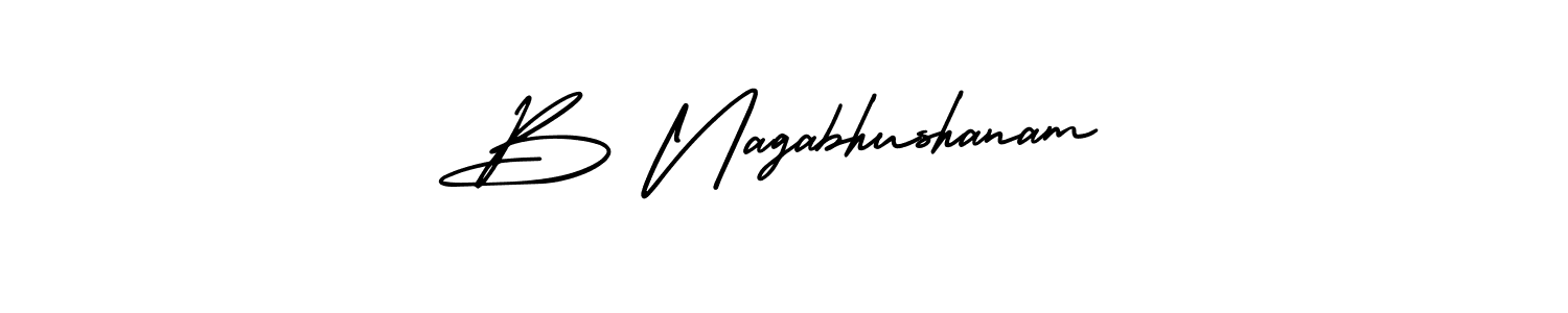 Make a beautiful signature design for name B Nagabhushanam. With this signature (AmerikaSignatureDemo-Regular) style, you can create a handwritten signature for free. B Nagabhushanam signature style 3 images and pictures png