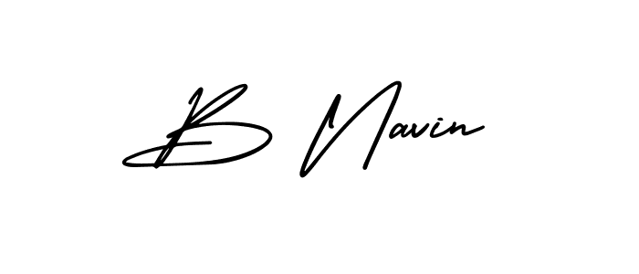 Design your own signature with our free online signature maker. With this signature software, you can create a handwritten (AmerikaSignatureDemo-Regular) signature for name B Navin. B Navin signature style 3 images and pictures png