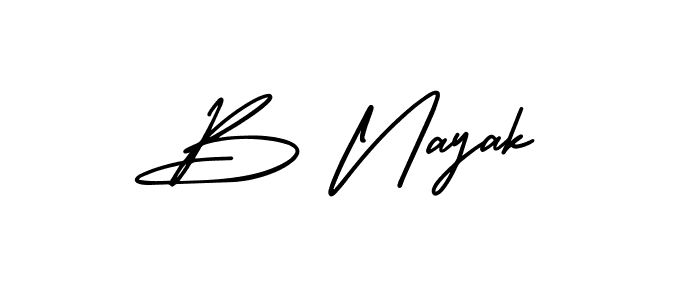 Make a beautiful signature design for name B Nayak. With this signature (AmerikaSignatureDemo-Regular) style, you can create a handwritten signature for free. B Nayak signature style 3 images and pictures png