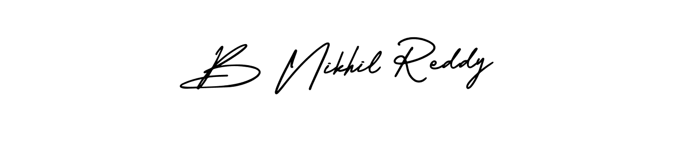 B Nikhil Reddy stylish signature style. Best Handwritten Sign (AmerikaSignatureDemo-Regular) for my name. Handwritten Signature Collection Ideas for my name B Nikhil Reddy. B Nikhil Reddy signature style 3 images and pictures png