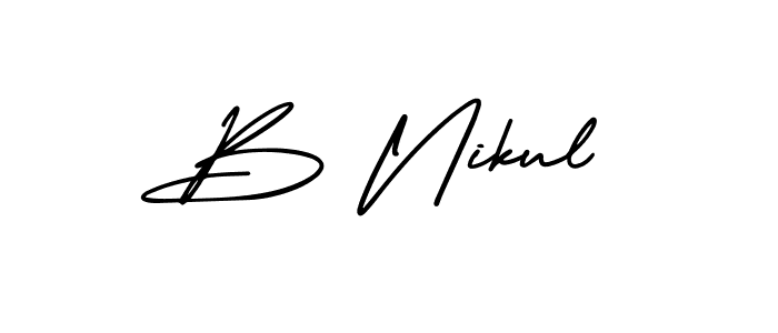 AmerikaSignatureDemo-Regular is a professional signature style that is perfect for those who want to add a touch of class to their signature. It is also a great choice for those who want to make their signature more unique. Get B Nikul name to fancy signature for free. B Nikul signature style 3 images and pictures png