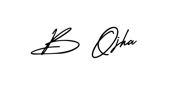 The best way (AmerikaSignatureDemo-Regular) to make a short signature is to pick only two or three words in your name. The name B Ojha include a total of six letters. For converting this name. B Ojha signature style 3 images and pictures png
