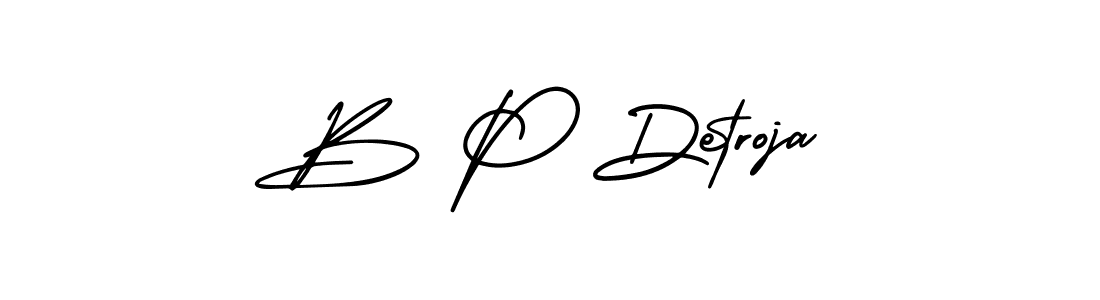 You should practise on your own different ways (AmerikaSignatureDemo-Regular) to write your name (B P Detroja) in signature. don't let someone else do it for you. B P Detroja signature style 3 images and pictures png