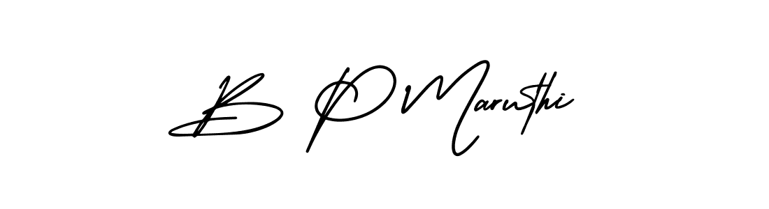 B P Maruthi stylish signature style. Best Handwritten Sign (AmerikaSignatureDemo-Regular) for my name. Handwritten Signature Collection Ideas for my name B P Maruthi. B P Maruthi signature style 3 images and pictures png