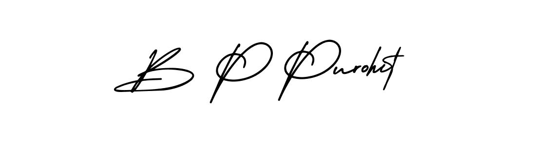 The best way (AmerikaSignatureDemo-Regular) to make a short signature is to pick only two or three words in your name. The name B P Purohit include a total of six letters. For converting this name. B P Purohit signature style 3 images and pictures png