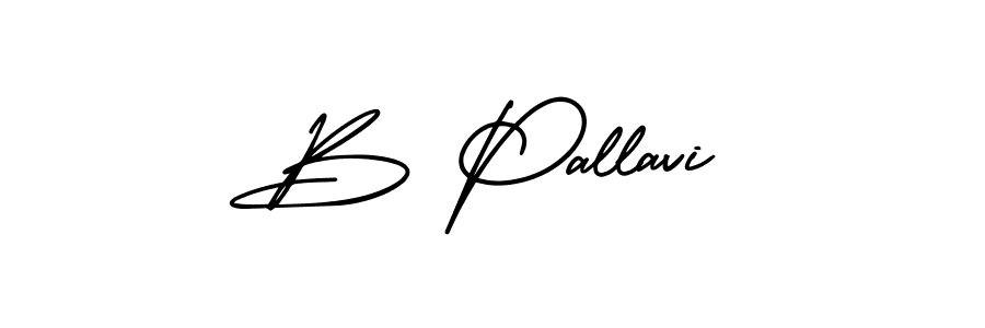 The best way (AmerikaSignatureDemo-Regular) to make a short signature is to pick only two or three words in your name. The name B Pallavi include a total of six letters. For converting this name. B Pallavi signature style 3 images and pictures png