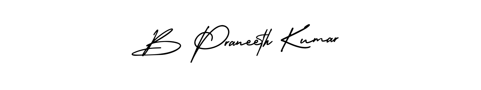 Make a short B Praneeth Kumar signature style. Manage your documents anywhere anytime using AmerikaSignatureDemo-Regular. Create and add eSignatures, submit forms, share and send files easily. B Praneeth Kumar signature style 3 images and pictures png