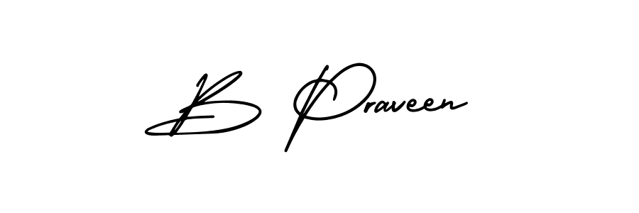 Also You can easily find your signature by using the search form. We will create B Praveen name handwritten signature images for you free of cost using AmerikaSignatureDemo-Regular sign style. B Praveen signature style 3 images and pictures png