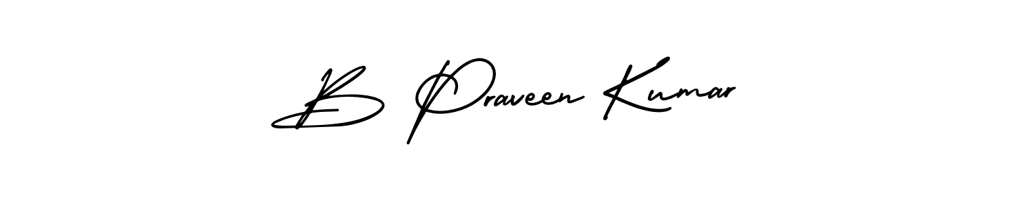 Use a signature maker to create a handwritten signature online. With this signature software, you can design (AmerikaSignatureDemo-Regular) your own signature for name B Praveen Kumar. B Praveen Kumar signature style 3 images and pictures png