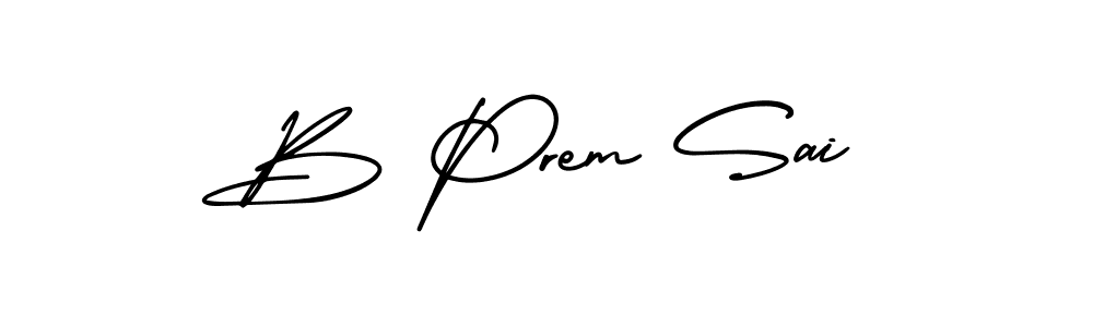 This is the best signature style for the B Prem Sai name. Also you like these signature font (AmerikaSignatureDemo-Regular). Mix name signature. B Prem Sai signature style 3 images and pictures png