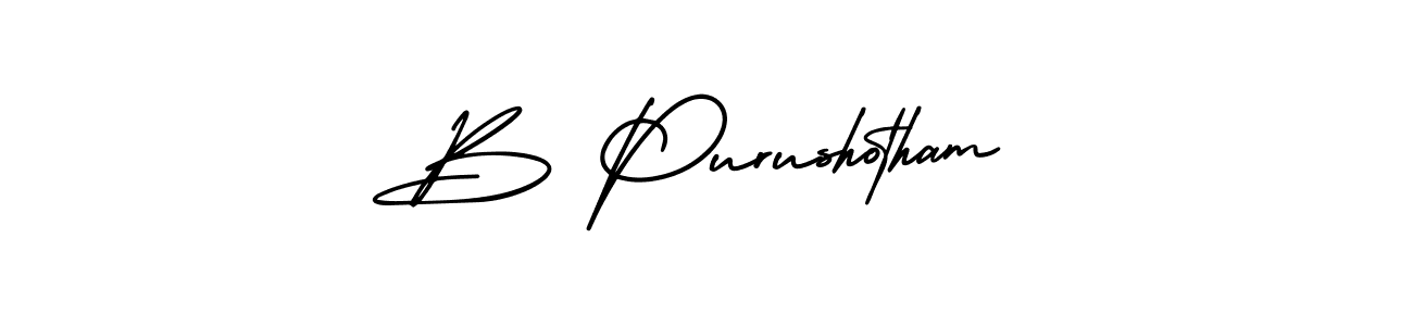 The best way (AmerikaSignatureDemo-Regular) to make a short signature is to pick only two or three words in your name. The name B Purushotham include a total of six letters. For converting this name. B Purushotham signature style 3 images and pictures png