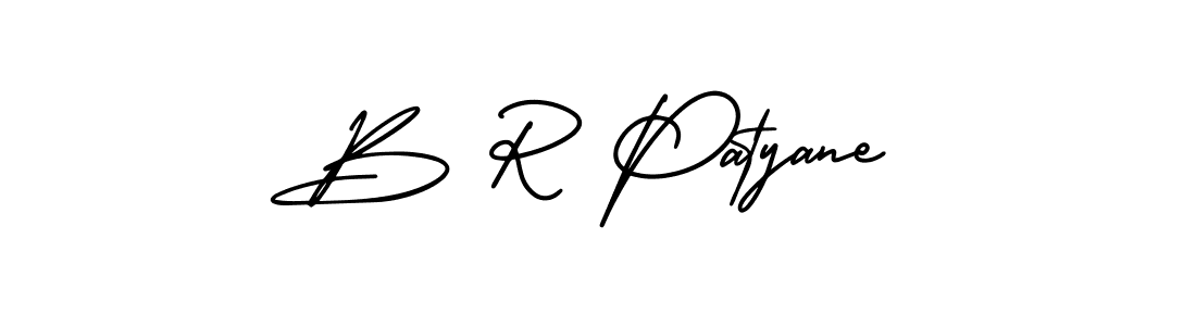 How to make B R Patyane name signature. Use AmerikaSignatureDemo-Regular style for creating short signs online. This is the latest handwritten sign. B R Patyane signature style 3 images and pictures png