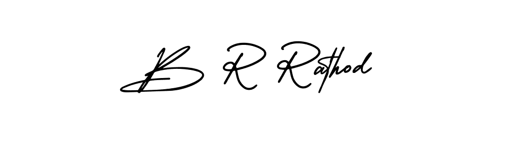 The best way (AmerikaSignatureDemo-Regular) to make a short signature is to pick only two or three words in your name. The name B R Rathod include a total of six letters. For converting this name. B R Rathod signature style 3 images and pictures png