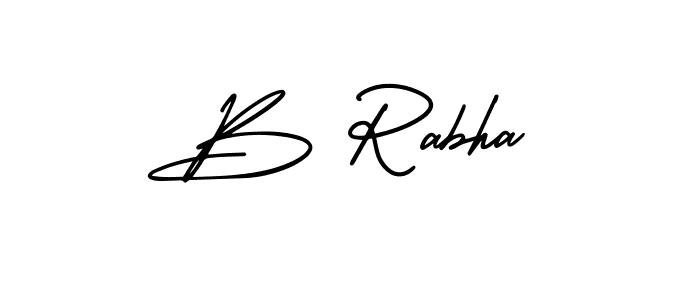 Use a signature maker to create a handwritten signature online. With this signature software, you can design (AmerikaSignatureDemo-Regular) your own signature for name B Rabha. B Rabha signature style 3 images and pictures png
