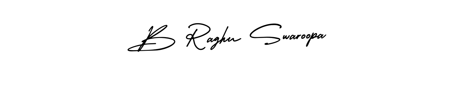The best way (AmerikaSignatureDemo-Regular) to make a short signature is to pick only two or three words in your name. The name B Raghu Swaroopa include a total of six letters. For converting this name. B Raghu Swaroopa signature style 3 images and pictures png