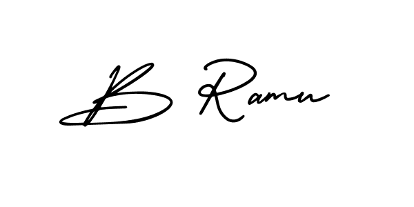 Create a beautiful signature design for name B Ramu. With this signature (AmerikaSignatureDemo-Regular) fonts, you can make a handwritten signature for free. B Ramu signature style 3 images and pictures png