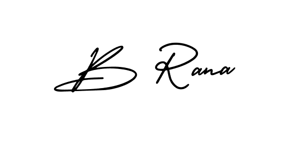 The best way (AmerikaSignatureDemo-Regular) to make a short signature is to pick only two or three words in your name. The name B Rana include a total of six letters. For converting this name. B Rana signature style 3 images and pictures png