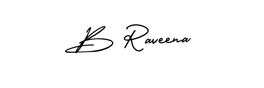 The best way (AmerikaSignatureDemo-Regular) to make a short signature is to pick only two or three words in your name. The name B Raveena include a total of six letters. For converting this name. B Raveena signature style 3 images and pictures png