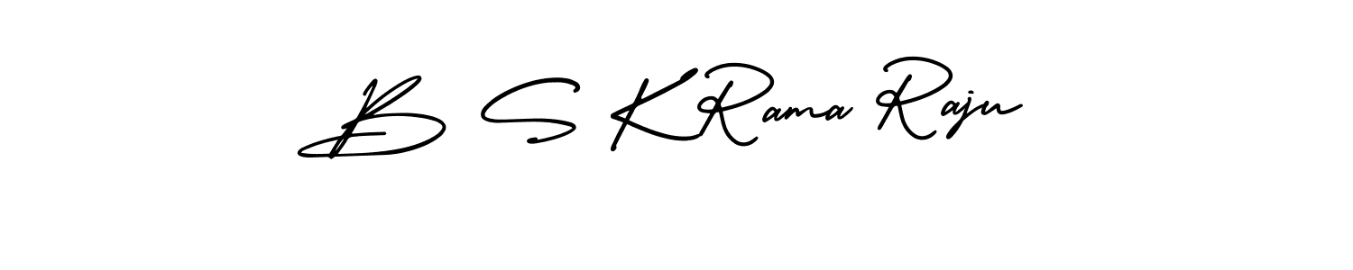 You should practise on your own different ways (AmerikaSignatureDemo-Regular) to write your name (B S K Rama Raju) in signature. don't let someone else do it for you. B S K Rama Raju signature style 3 images and pictures png