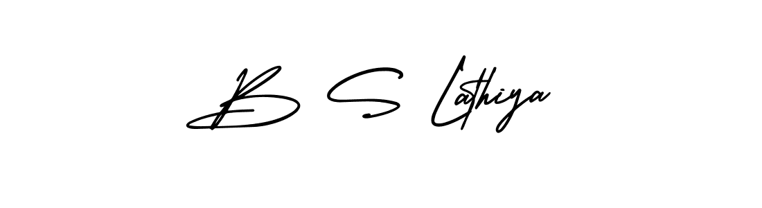 How to Draw B S Lathiya signature style? AmerikaSignatureDemo-Regular is a latest design signature styles for name B S Lathiya. B S Lathiya signature style 3 images and pictures png