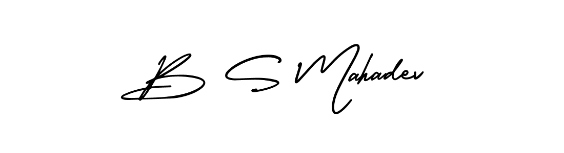 How to make B S Mahadev name signature. Use AmerikaSignatureDemo-Regular style for creating short signs online. This is the latest handwritten sign. B S Mahadev signature style 3 images and pictures png