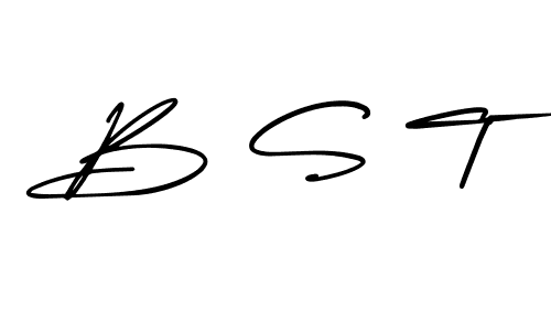 Design your own signature with our free online signature maker. With this signature software, you can create a handwritten (AmerikaSignatureDemo-Regular) signature for name B S T. B S T signature style 3 images and pictures png