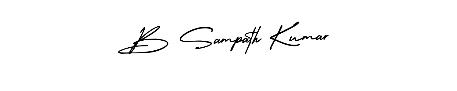 You should practise on your own different ways (AmerikaSignatureDemo-Regular) to write your name (B Sampath Kumar) in signature. don't let someone else do it for you. B Sampath Kumar signature style 3 images and pictures png