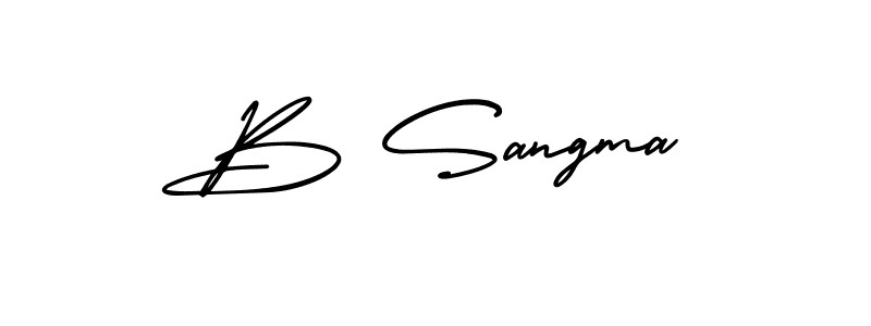 The best way (AmerikaSignatureDemo-Regular) to make a short signature is to pick only two or three words in your name. The name B Sangma include a total of six letters. For converting this name. B Sangma signature style 3 images and pictures png