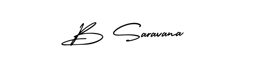 The best way (AmerikaSignatureDemo-Regular) to make a short signature is to pick only two or three words in your name. The name B Saravana include a total of six letters. For converting this name. B Saravana signature style 3 images and pictures png