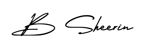 The AmerikaSignatureDemo-Regular font gives name B Sheerin a signature that looks effortless yet distinguished. Download high-res PNG instantly. B Sheerin signature style 3 images and pictures png