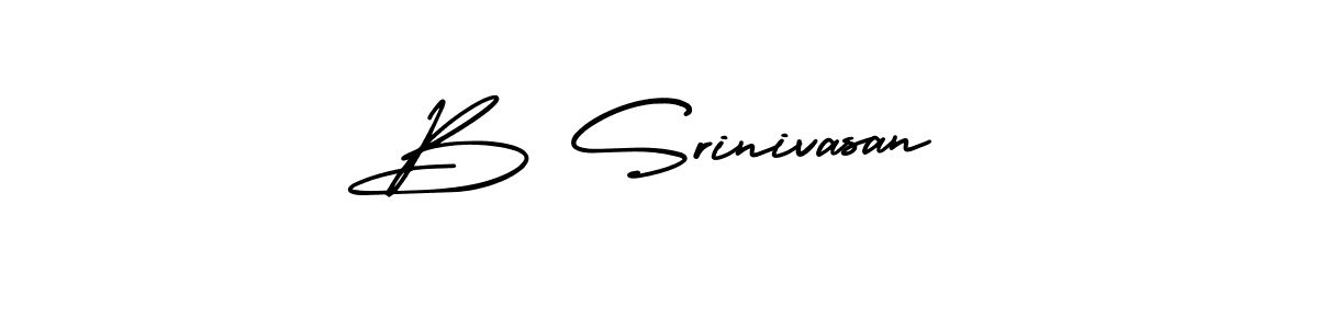 The best way (AmerikaSignatureDemo-Regular) to make a short signature is to pick only two or three words in your name. The name B Srinivasan include a total of six letters. For converting this name. B Srinivasan signature style 3 images and pictures png