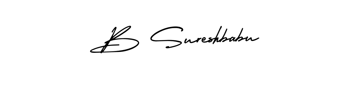 You should practise on your own different ways (AmerikaSignatureDemo-Regular) to write your name (B Sureshbabu) in signature. don't let someone else do it for you. B Sureshbabu signature style 3 images and pictures png