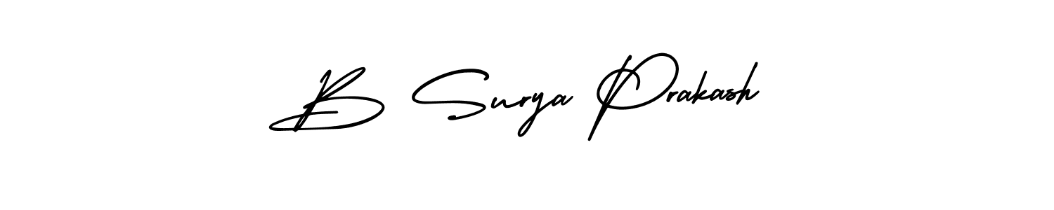 The best way (AmerikaSignatureDemo-Regular) to make a short signature is to pick only two or three words in your name. The name B Surya Prakash include a total of six letters. For converting this name. B Surya Prakash signature style 3 images and pictures png