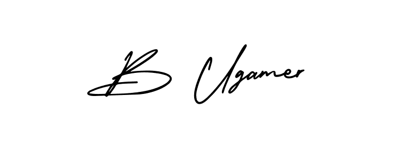 B Ugamer stylish signature style. Best Handwritten Sign (AmerikaSignatureDemo-Regular) for my name. Handwritten Signature Collection Ideas for my name B Ugamer. B Ugamer signature style 3 images and pictures png